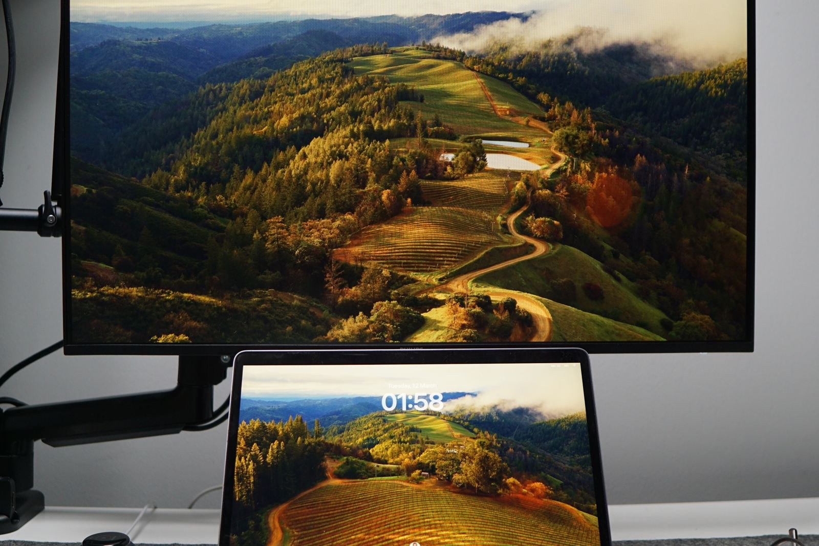 Color grading workstation with scopes on screen